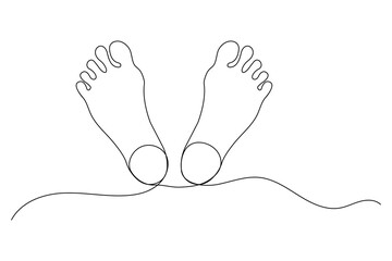 Foot sole continuous one line drawing of footprint isolated outline flat vector icon