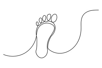 Obraz premium Foot sole continuous one line drawing of footprint isolated outline flat vector icon
