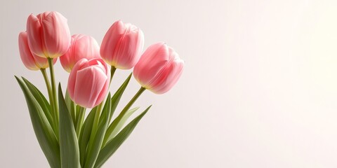Obraz premium Vibrant pink tulips elegantly arranged in a vase against a pristine white background, showcasing the beauty of pink tulips in a stunning minimalist display. Perfect for floral enthusiasts and decor