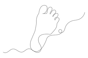 Obraz premium Foot sole continuous one line drawing of footprint isolated outline flat vector icon