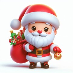 Collection of christmas illustration cute 3D character of funny Santas isolated on  white background
