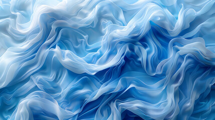 Obraz premium Abstract Blue Fabric Waves 3D Illustration