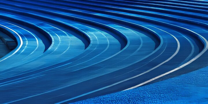 Image featuring blue stadium tracks, showcasing the vibrant color and design of the blue stadium tracks, perfect for illustrating themes related to sports, athletics, or outdoor activities involving
