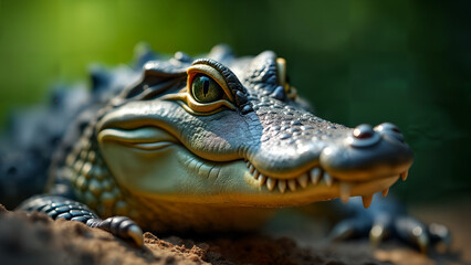 Fototapeta premium Close-Up of a Crocodile in Its Natural Habitat