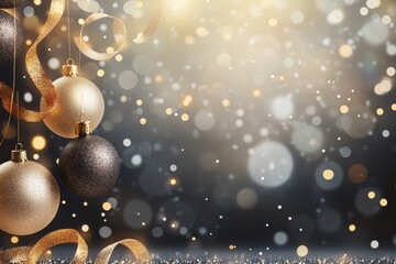 Decorative holiday ornaments with shimmering lights and festive atmosphere