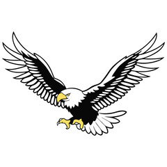 Obraz premium Majestic Bald Eagle Logo with Outstretched Wings – Vector Illustration