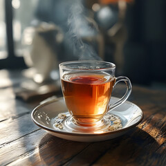 Fototapeta premium cup of green tea putting on table