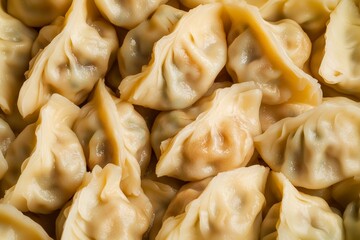 Dumplings in a Pile, Showcasing Their Soft, Steamed Texture and Rich Culinary Appeal. Ideal for Food Blogs, Asian Cuisine Marketing, or Restaurant Menus.