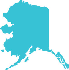 Alaska MAP in Blue, Country Map, Alaska, Border Map, Border line of Alaska, Geographic Map