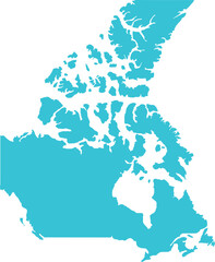 Obraz premium Canada MAP in Blue, Country Map, Canada, Border Map, Border line of Canada, Geographic Map