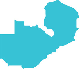Zambia MAP in Blue, Country Map, Zambia, Border Map, Border line of Zambia, Geographic Map