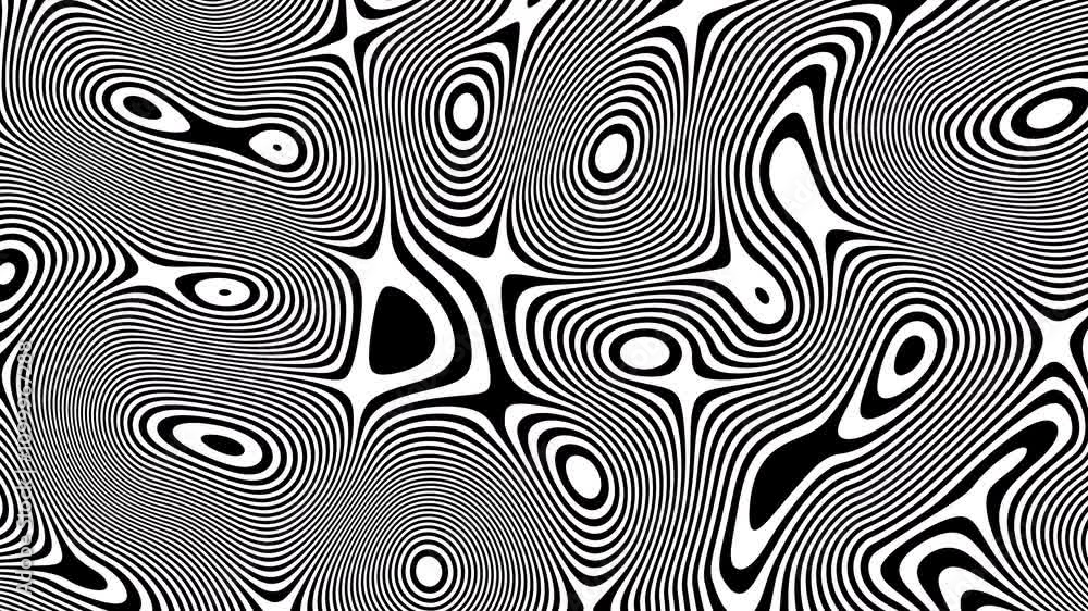 Poster black and white seamless fluid art abstract background. 4k loop animation