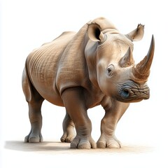 Obraz premium Unique representation of a rhinoceros with exquisite detailing against a plain backdrop