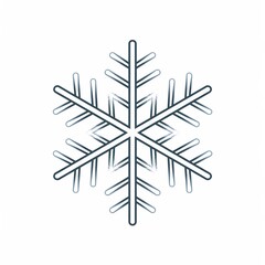 Isolated simple line art snowflake icon representing the winter season, Christmas holidays, frost, and cold weather symbol.