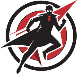 Spy Silhouette Logo in Fighting Position - Simple Vector Design, Art & Illustration