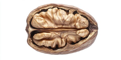 Fototapeta premium Manchurian walnut, also known as Juglans mandshurica, displayed in isolation against a white background, highlighting the unique features of the Manchurian walnut for clear visual appeal.