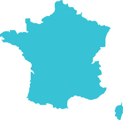 Obraz premium France MAP in Blue, Country Map, France, Border Map, Border line of France, Geographic Map