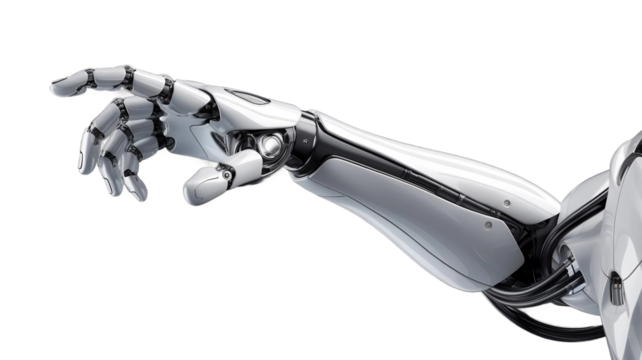 Robot hand finger pointing PNG - Powered by Adobe