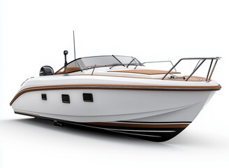 Naklejka premium Sleek modern fishing boat isolated on a white background showcasing its advanced design and features