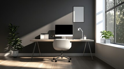Modern Minimalist Home Office Design with Natural Light