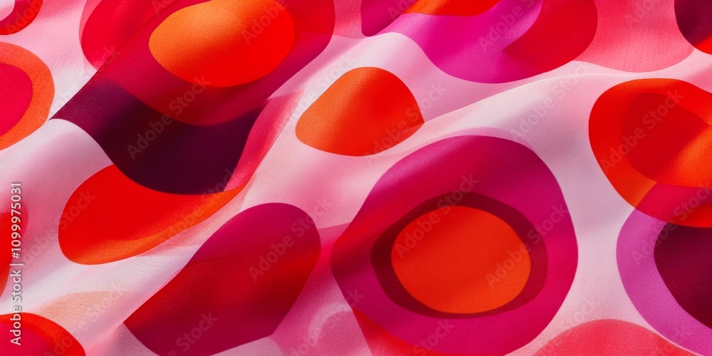 Poster texture and background are enhanced with this silk fabric featuring a pattern of red, cerise, and pi