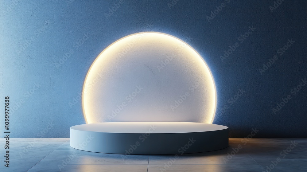 Poster illuminated oval backdrop with circular display platform