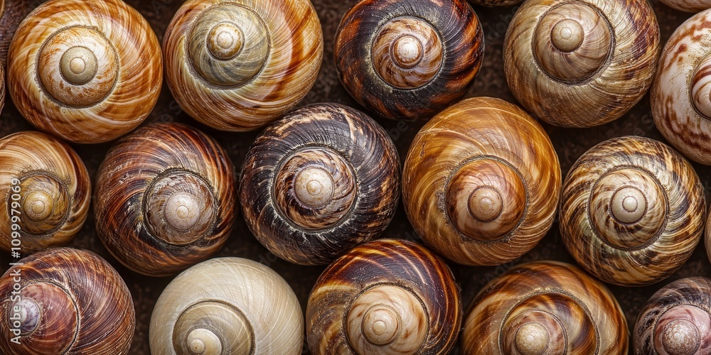 Poster brown shell background texture featuring snails, creating an interesting and unique pattern. this br