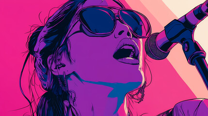 Fototapeta premium Shakiras expressive performance in bzrp music sessions vol. Popart. Illustration