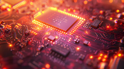 Fototapeta premium Glowing Circuit Board 3D Illustration
