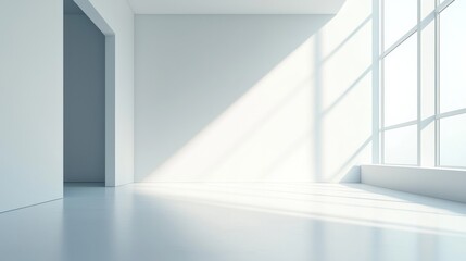 Obraz premium Bright and spacious interior modern setting photography minimalist style wide-angle view serenity and cleanliness