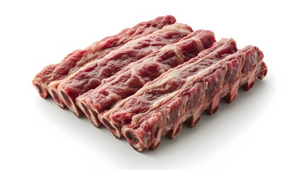 Obraz premium Food, Pork Ribs, on White Background, Photo Realistic, Wallpaper, Cover and Screen for Smartphone, PC, Laptop, 9:16 and 16:9 Format