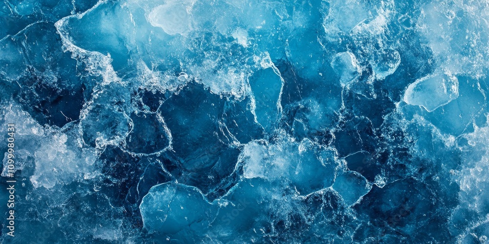 Poster captivating blue ice and bubbling blue water create a stunning display of ice patterns and shades of