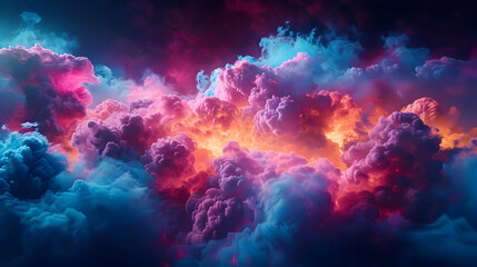 Abstract 3D Background Purple Blue Orange Cloudscape
