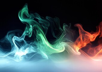 Obraz premium Abstract background waves. Black, green and blue abstract background for wallpaper or business card , isolated on white background, , copy space, copy space for text,