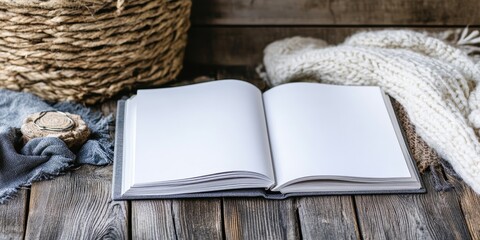 Blank catalog and book mock ups featuring magazines displayed on a wooden background, ideal for showcasing your creative designs and publishing ideas. Use this blank catalog for your next project.