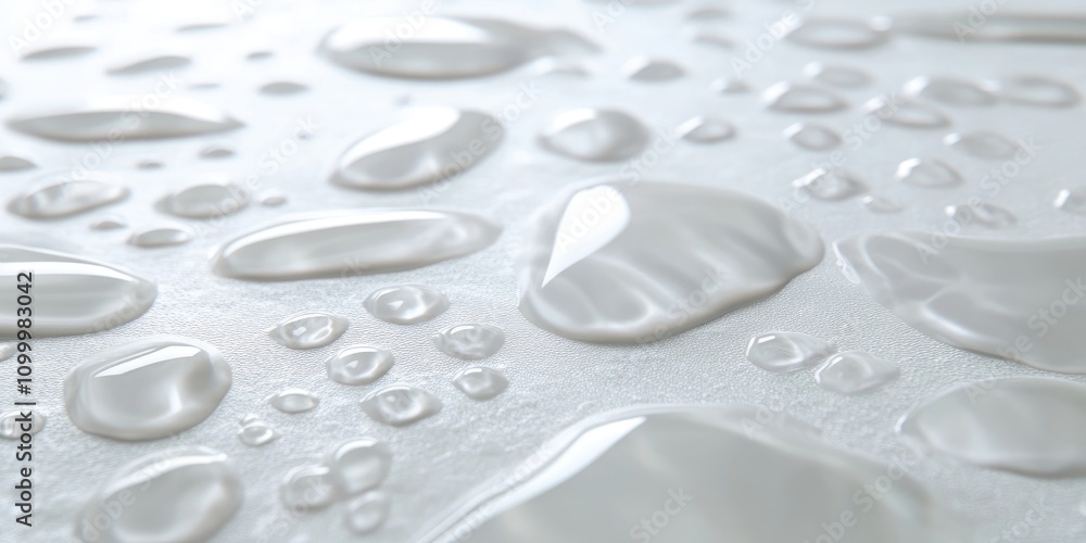 Poster drops of water create a stunning background on a white surface, forming unique patterns. this backgr