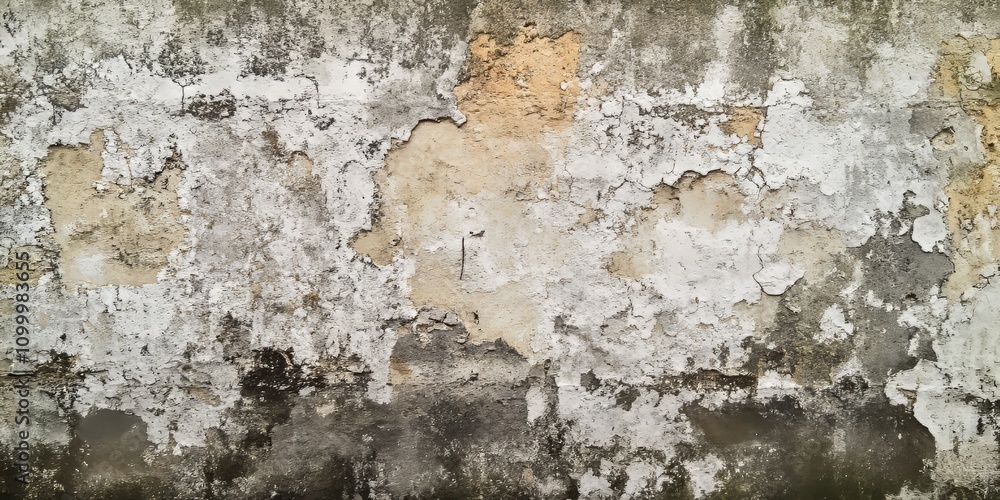 Poster close up view of a weathered wall fragment showcasing grunge texture, highlighting the unique charac