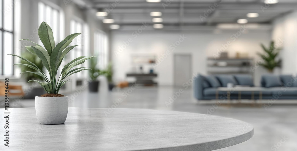 Aufkleber empty stone table with blurred soft light factory business background