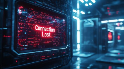 Obraz premium Connection lost futuristic tech environment digital setting sci-fi scene cyber landscape technology viewpoint virtual reality concept