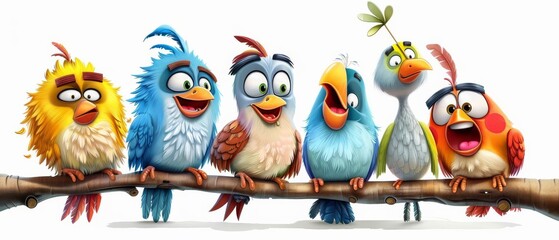 Birds learning about different cultures with animated props