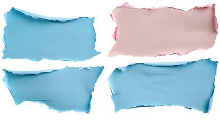 Fototapeta premium Blue and pink paper torn from a magazine