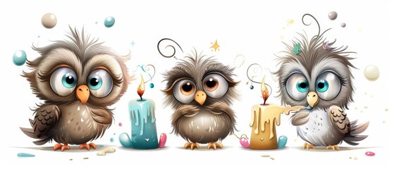 Owls making candles