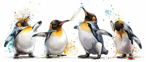 Penguins observing shooting stars