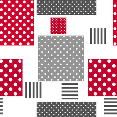 Obraz premium Seamless patchwork squares polka dot texture retro pattern