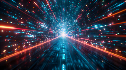 Obraz premium Abstract 3D Background: Digital Tunnel of Light