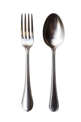 fork and spoon on white background