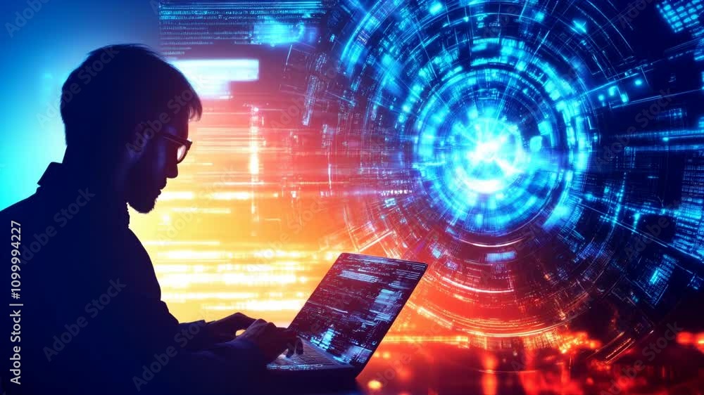 Poster ongoing cyber attack hacker actively engaged in malicious system intrusion and data theft attempts