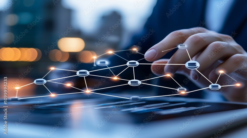 Poster innovative technology interaction digital networking urban office data visualization professional en