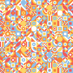 Geometric Bauhaus style background. Abstract seamless pattern. Vector illustration