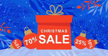 Christmas Sale banner. Trendy creative template for promotion, advertising, web, social and ads. Vector illustration